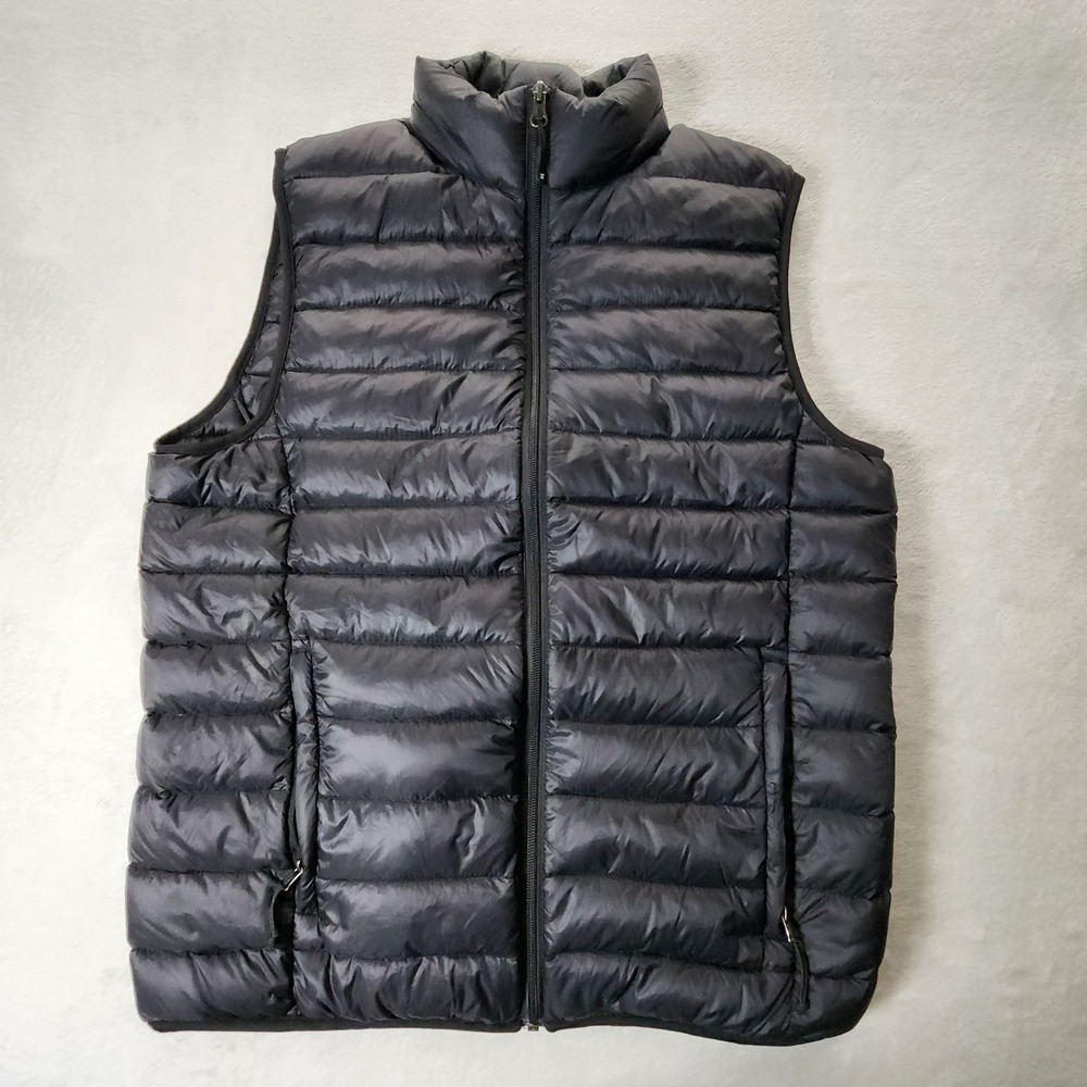 32 Degrees Heat Puffer Vest Mens M Black Packable Down Filled Quilted Gorp *READ
